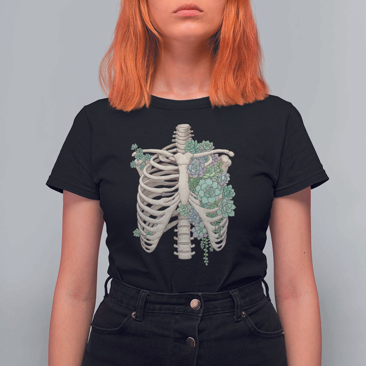 Succulent Body Skeleton T Shirt For Women Creepy Plant Lover Gift - Wonder Print Shop