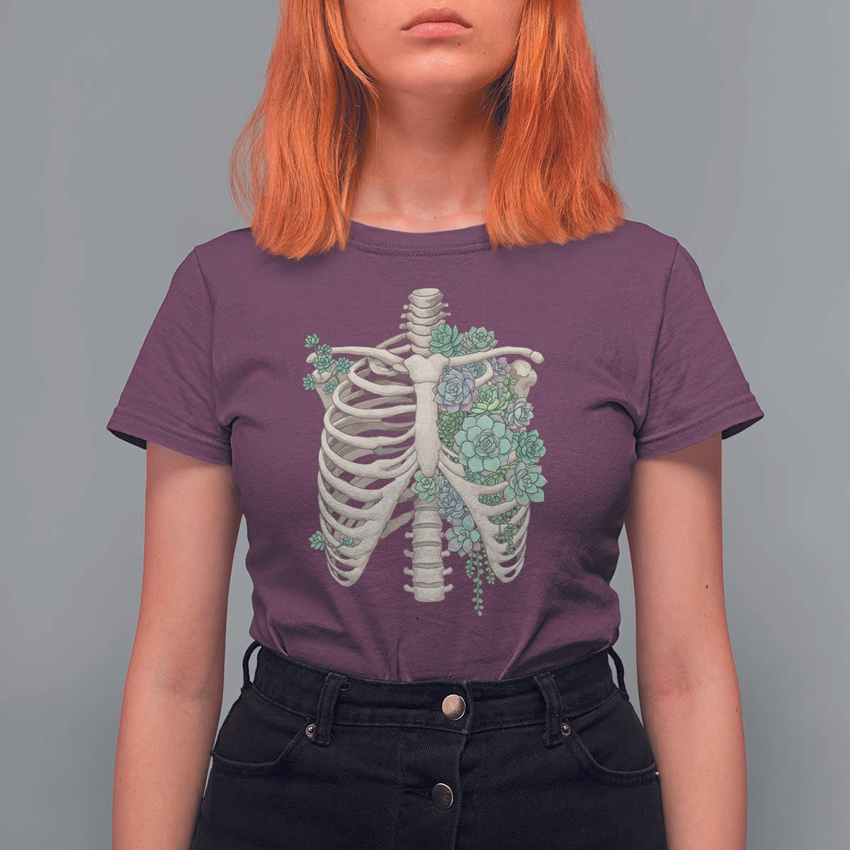 Succulent Body Skeleton T Shirt For Women Creepy Plant Lover Gift - Wonder Print Shop