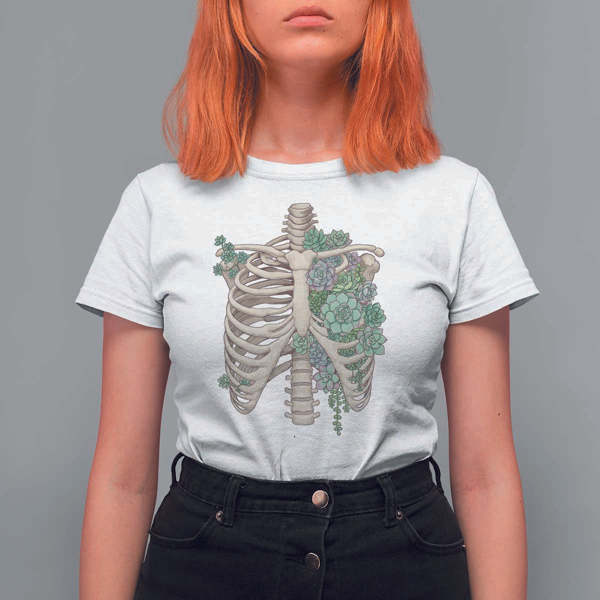 Succulent Body Skeleton T Shirt For Women Creepy Plant Lover Gift - Wonder Print Shop