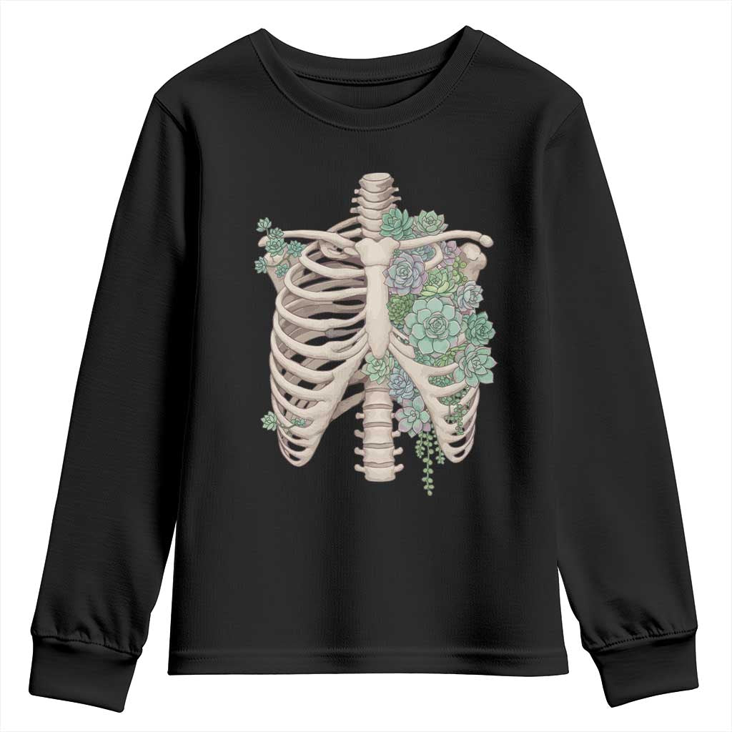 Succulent Body Skeleton Youth Sweatshirt Creepy Plant Lover Gift - Wonder Print Shop