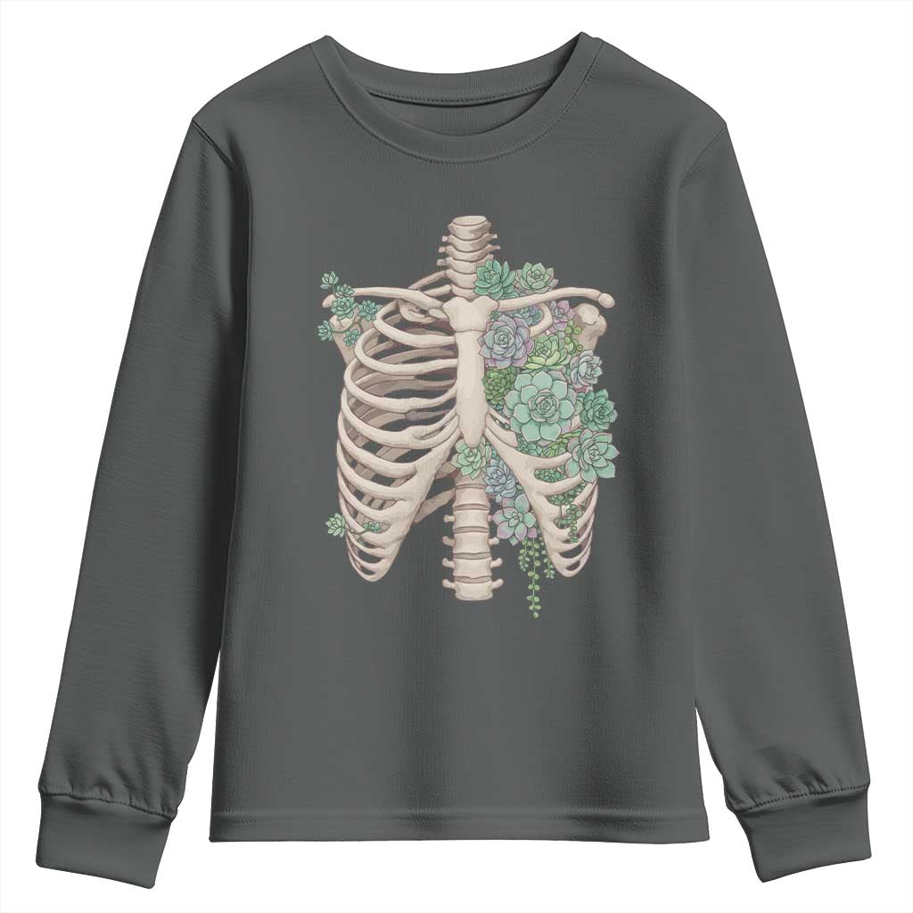 Succulent Body Skeleton Youth Sweatshirt Creepy Plant Lover Gift - Wonder Print Shop