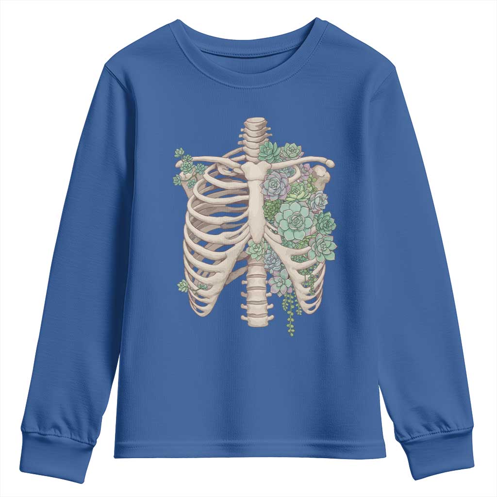 Succulent Body Skeleton Youth Sweatshirt Creepy Plant Lover Gift - Wonder Print Shop
