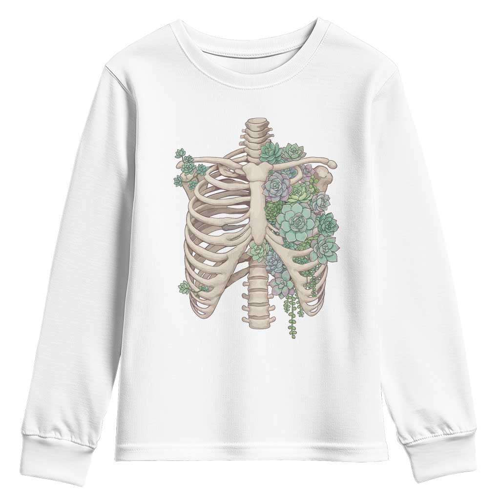 Succulent Body Skeleton Youth Sweatshirt Creepy Plant Lover Gift - Wonder Print Shop