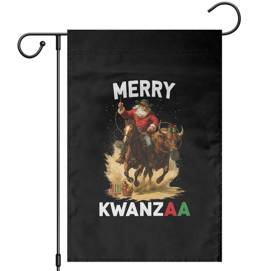 Funny Black Santa Cowboy Garden Flag Merry Kwanzaa Cultural Pride Gift - Wonder Print Shop