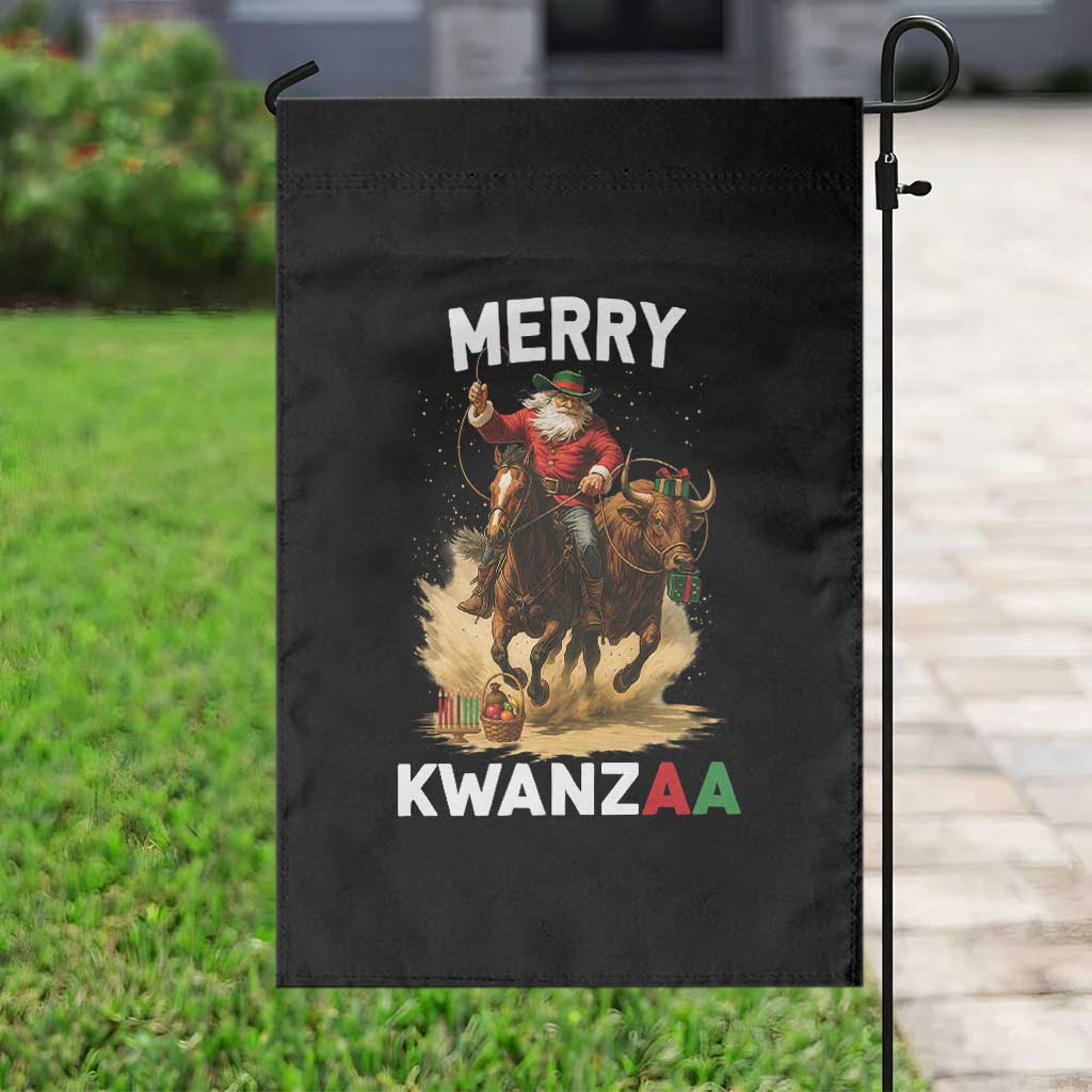Funny Black Santa Cowboy Garden Flag Merry Kwanzaa Cultural Pride Gift - Wonder Print Shop
