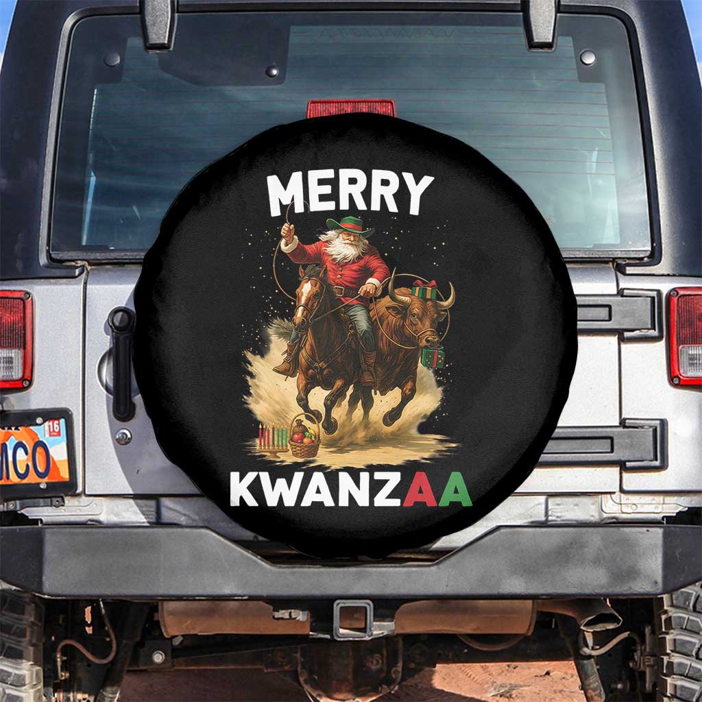Funny Black Santa Cowboy Spare Tire Cover Merry Kwanzaa Cultural Pride Gift - Wonder Print Shop