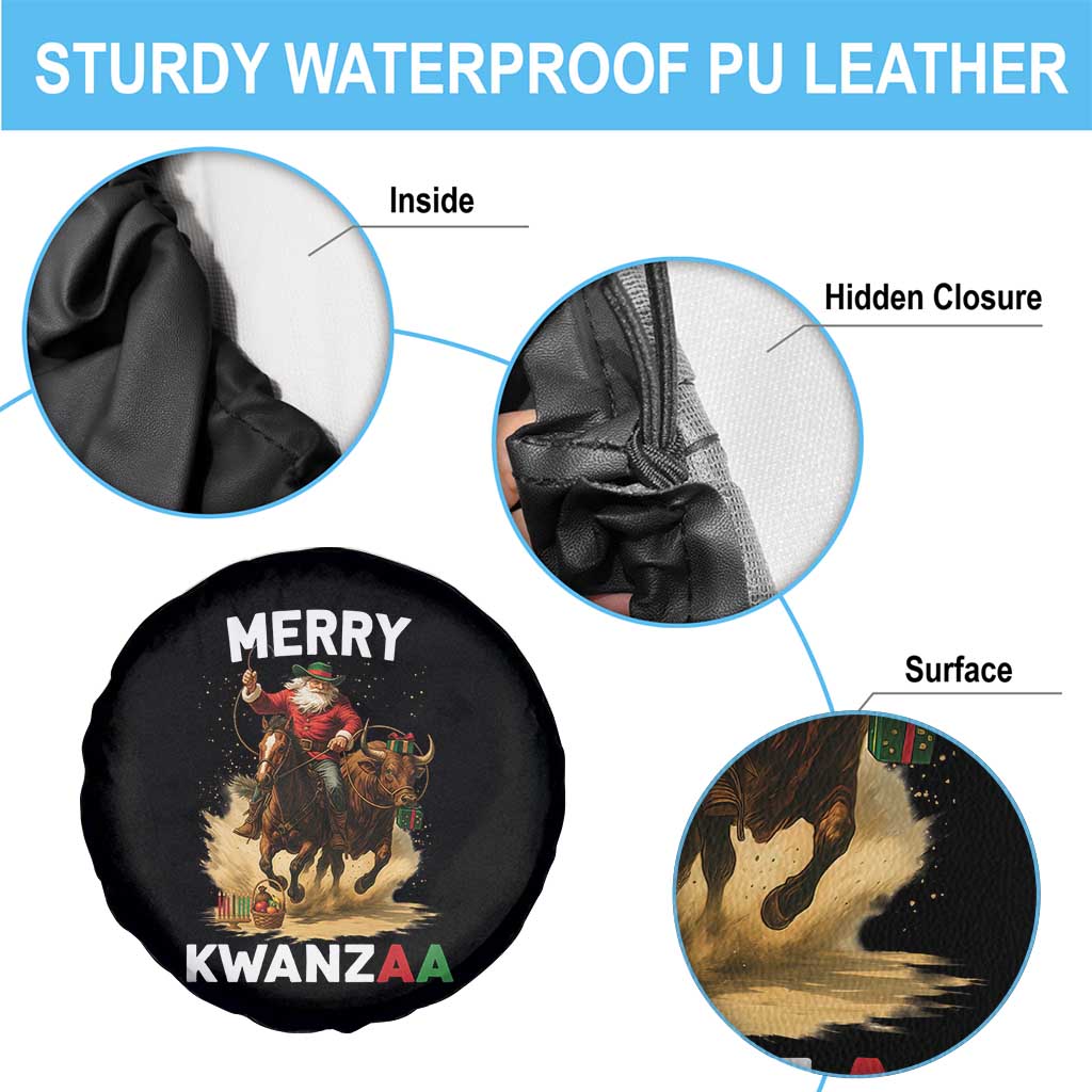 Funny Black Santa Cowboy Spare Tire Cover Merry Kwanzaa Cultural Pride Gift - Wonder Print Shop