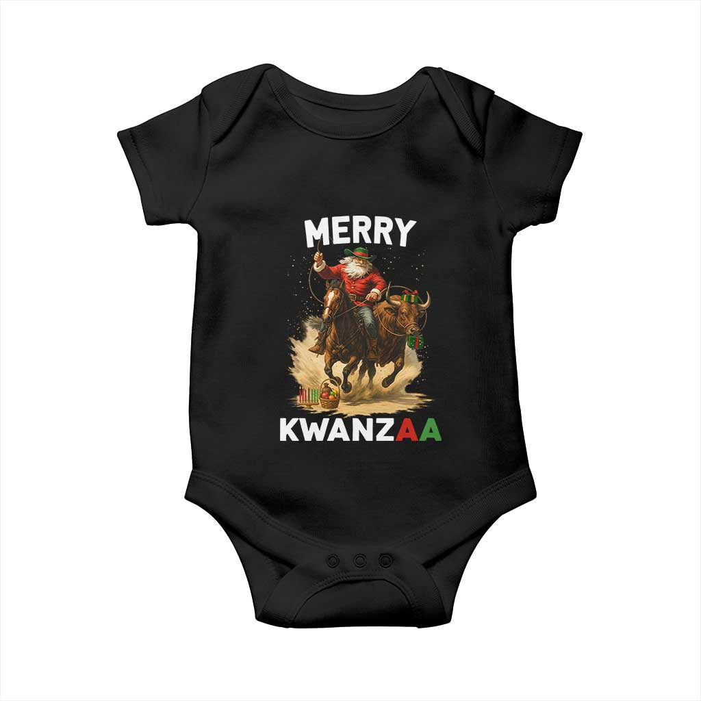 Funny Black Santa Cowboy Baby Onesie Merry Kwanzaa Cultural Pride Gift - Wonder Print Shop