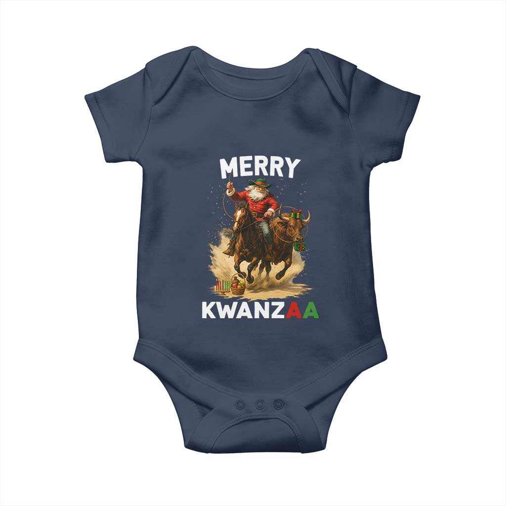 Funny Black Santa Cowboy Baby Onesie Merry Kwanzaa Cultural Pride Gift - Wonder Print Shop