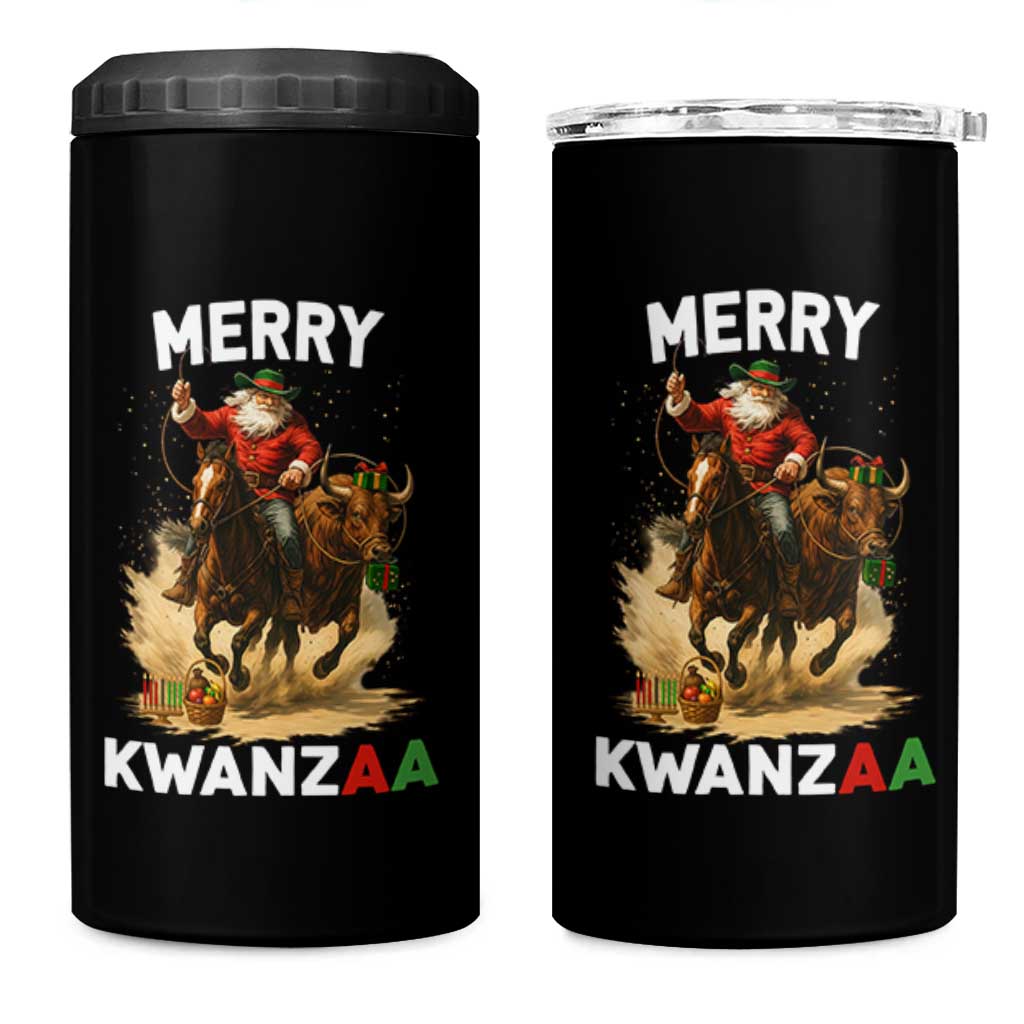 Funny Black Santa Cowboy 4 in 1 Can Cooler Tumbler Merry Kwanzaa Cultural Pride Gift - Wonder Print Shop