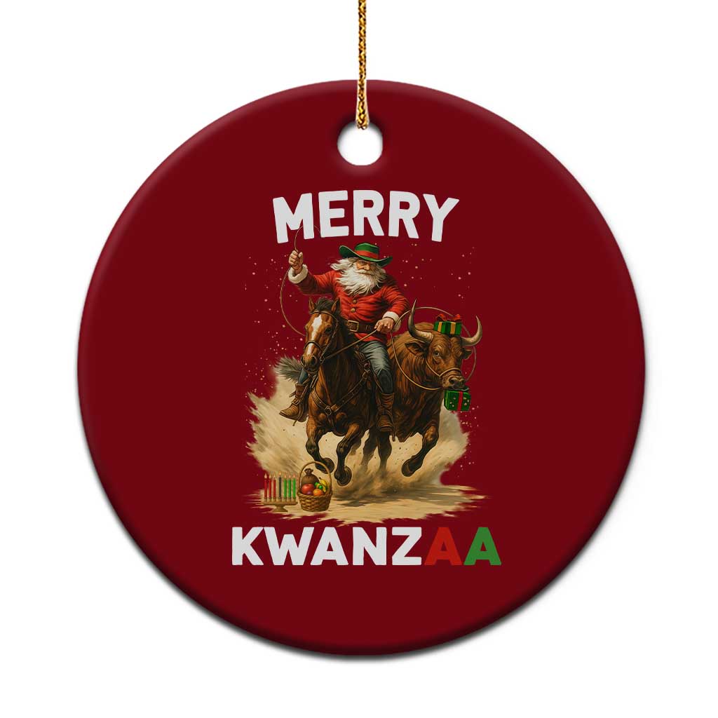 Funny Black Santa Cowboy Ceramic Ornament Merry Kwanzaa Cultural Pride Gift - Wonder Print Shop