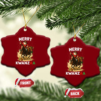 Funny Black Santa Cowboy Ceramic Ornament Merry Kwanzaa Cultural Pride Gift - Wonder Print Shop