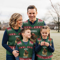 Funny Black Santa Cowboy V-Neck Knit Sweater Vest Merry Kwanzaa Cultural Pride Gift - Wonder Print Shop