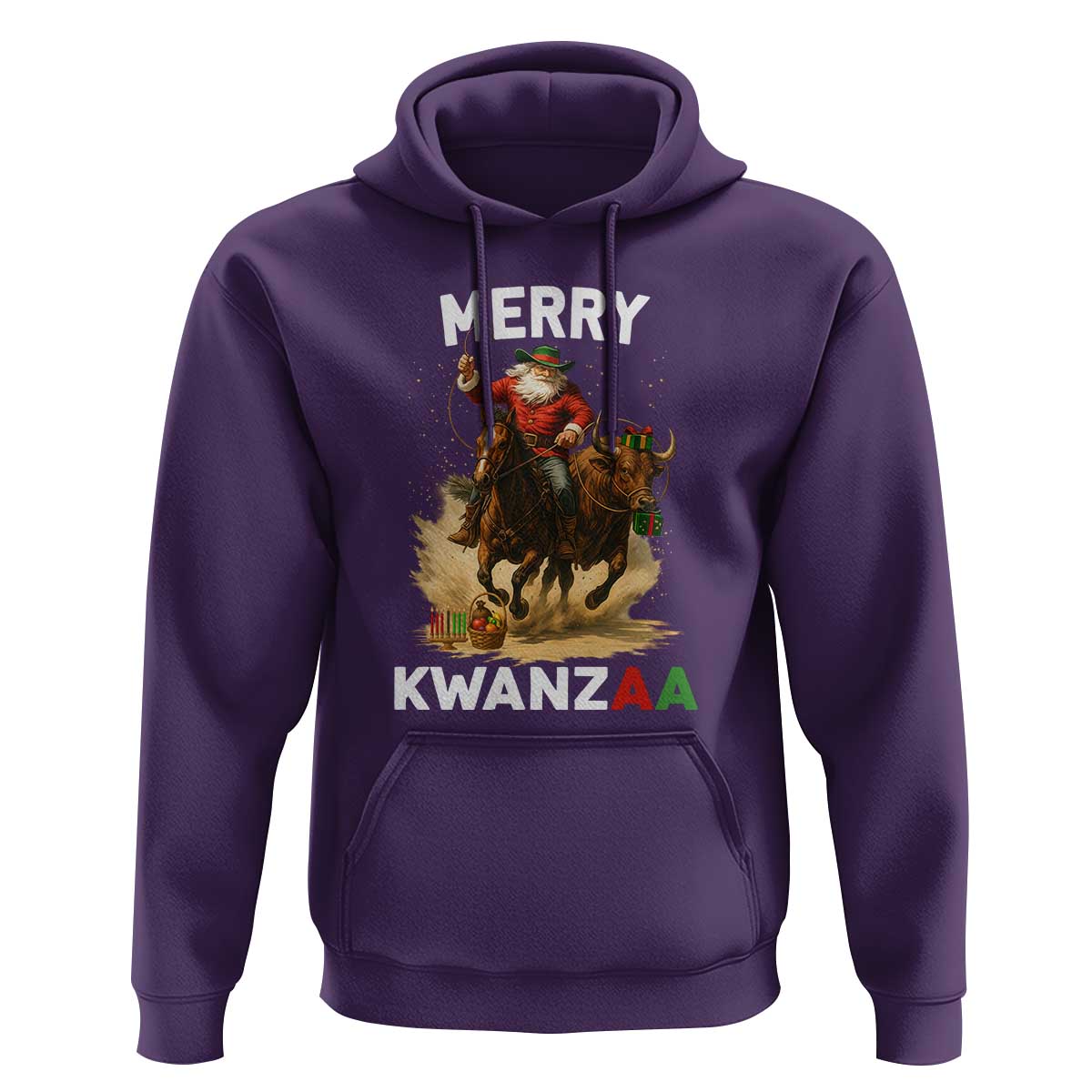 Funny Black Santa Cowboy Hoodie Merry Kwanzaa Cultural Pride Gift - Wonder Print Shop