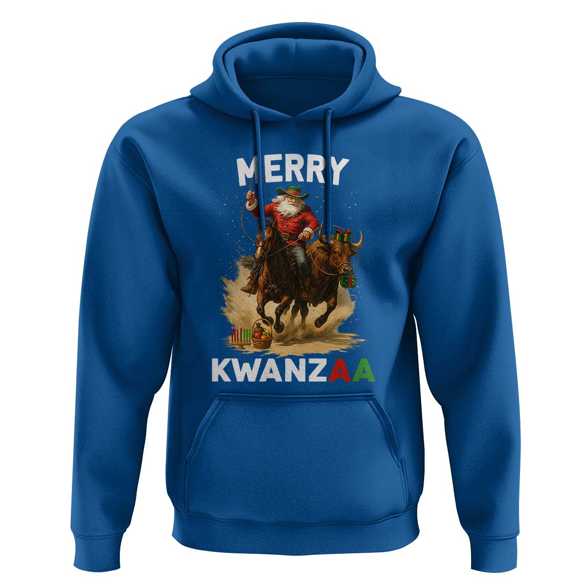 Funny Black Santa Cowboy Hoodie Merry Kwanzaa Cultural Pride Gift - Wonder Print Shop