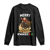 Funny Black Santa Cowboy Long Sleeve Shirt Merry Kwanzaa Cultural Pride Gift - Wonder Print Shop