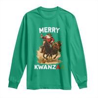 Funny Black Santa Cowboy Long Sleeve Shirt Merry Kwanzaa Cultural Pride Gift - Wonder Print Shop