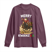 Funny Black Santa Cowboy Long Sleeve Shirt Merry Kwanzaa Cultural Pride Gift - Wonder Print Shop