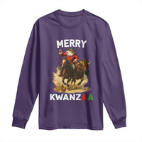Funny Black Santa Cowboy Long Sleeve Shirt Merry Kwanzaa Cultural Pride Gift - Wonder Print Shop