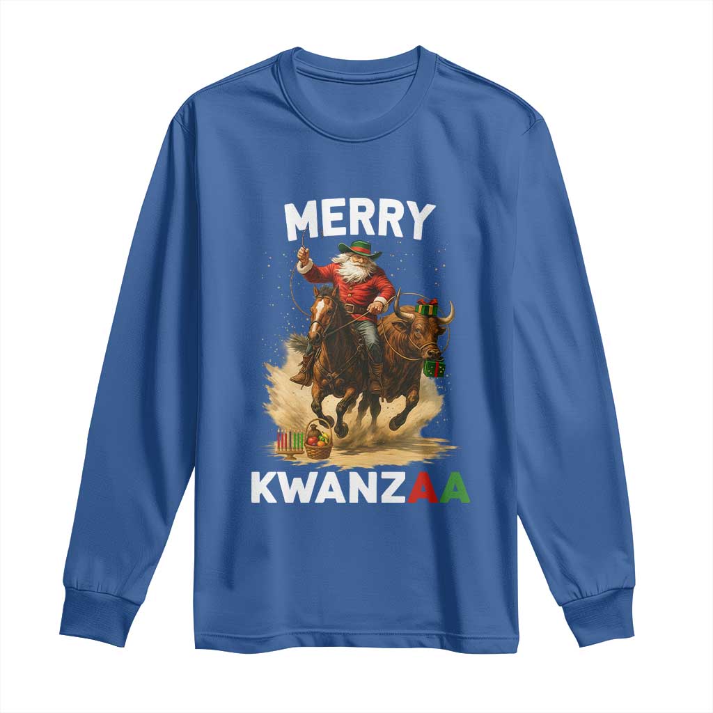 Funny Black Santa Cowboy Long Sleeve Shirt Merry Kwanzaa Cultural Pride Gift - Wonder Print Shop
