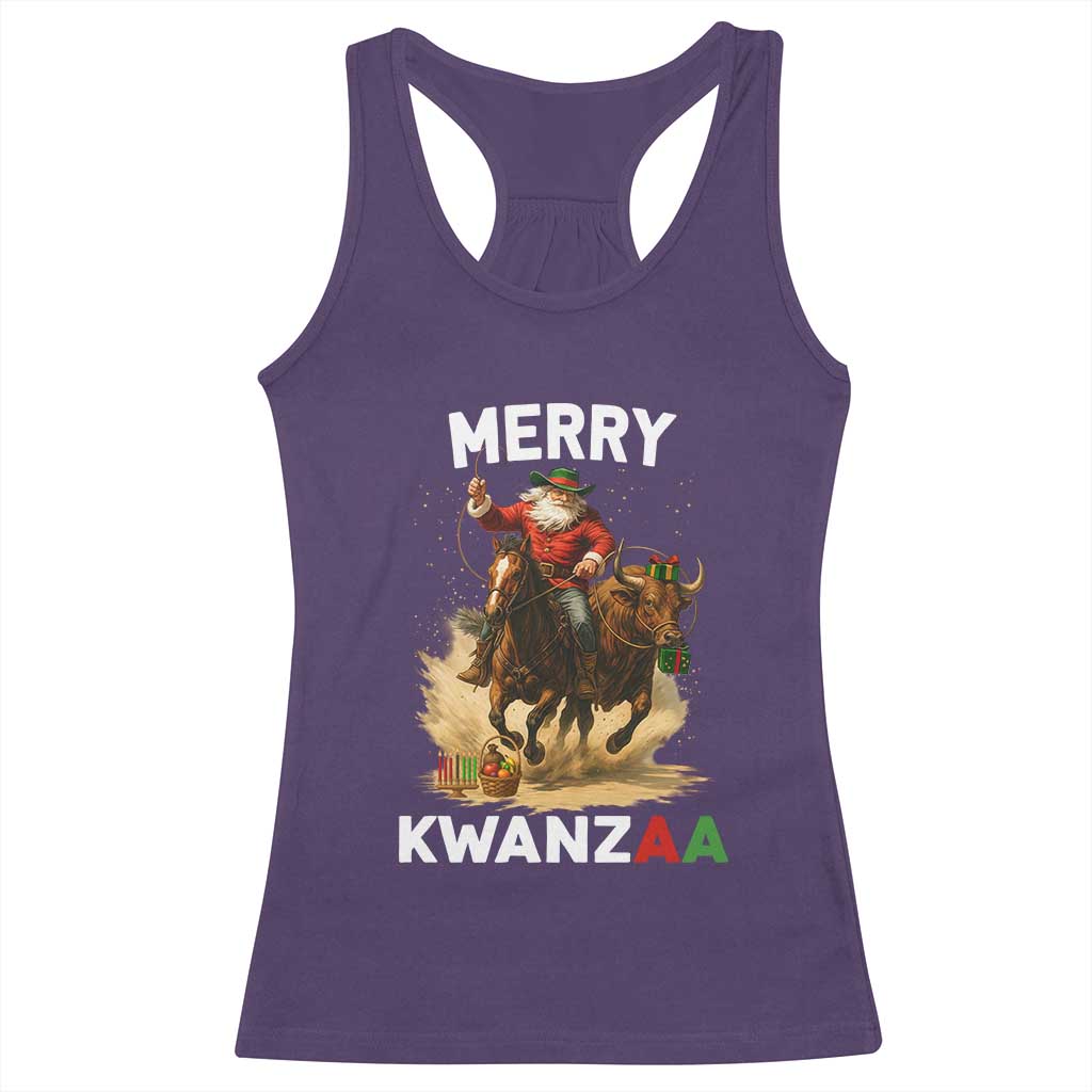 Funny Black Santa Cowboy Racerback Tank Top Merry Kwanzaa Cultural Pride Gift - Wonder Print Shop