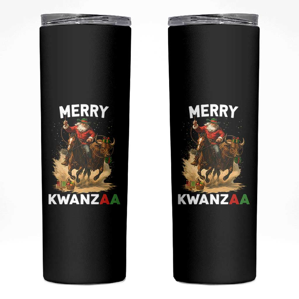 Funny Black Santa Cowboy Skinny Tumbler Merry Kwanzaa Cultural Pride Gift - Wonder Print Shop