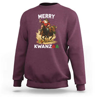 Funny Black Santa Cowboy Sweatshirt Merry Kwanzaa Cultural Pride Gift - Wonder Print Shop