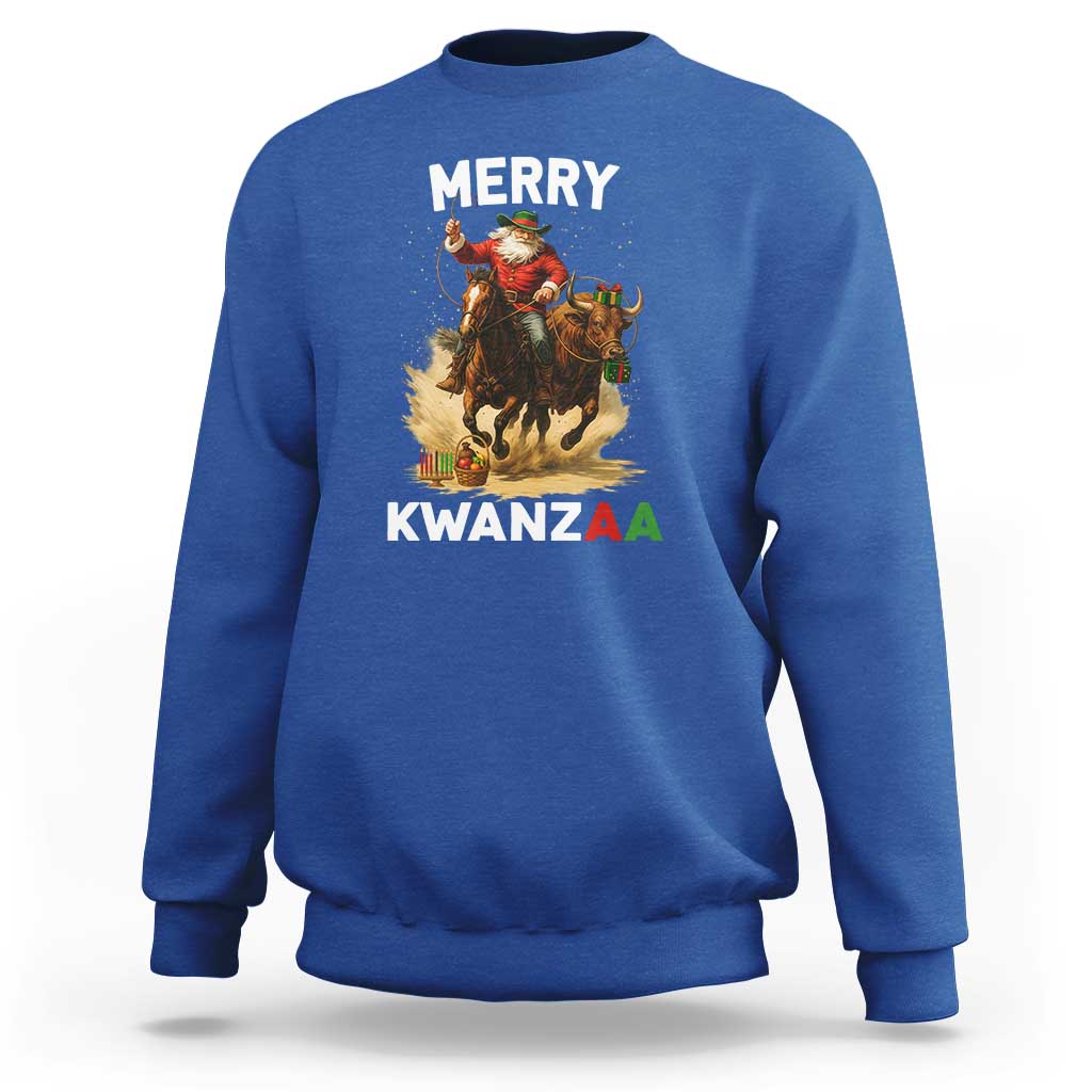 Funny Black Santa Cowboy Sweatshirt Merry Kwanzaa Cultural Pride Gift - Wonder Print Shop