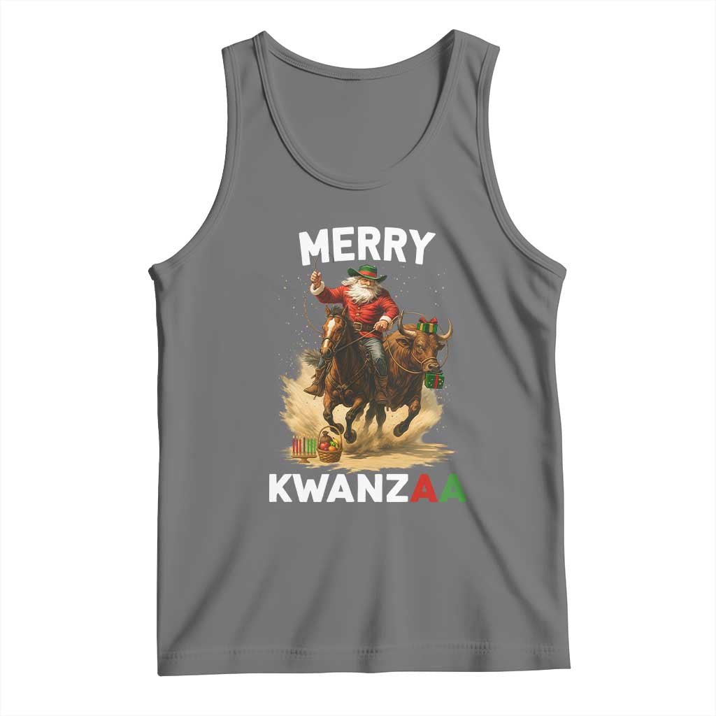 Funny Black Santa Cowboy Tank Top Merry Kwanzaa Cultural Pride Gift - Wonder Print Shop
