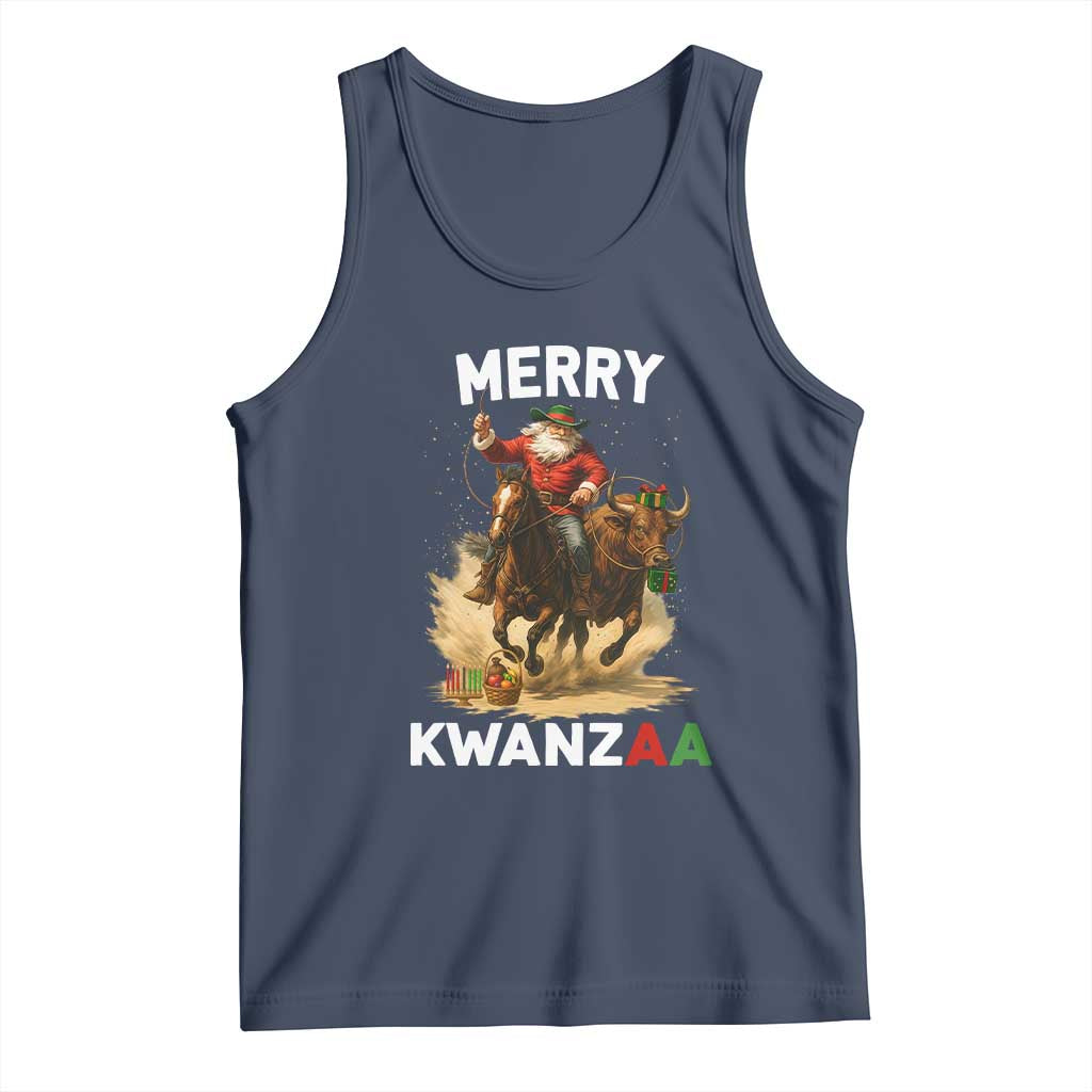 Funny Black Santa Cowboy Tank Top Merry Kwanzaa Cultural Pride Gift - Wonder Print Shop