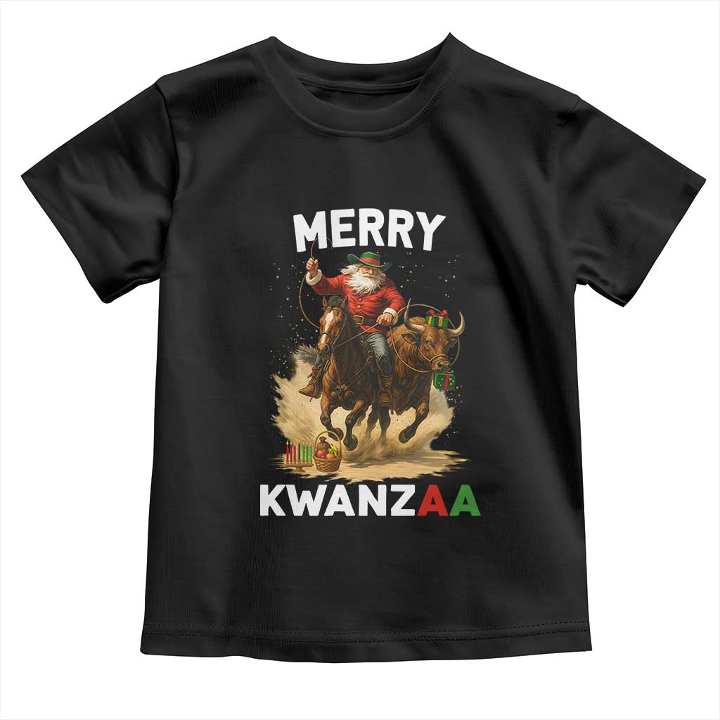 Funny Black Santa Cowboy Toddler T Shirt Merry Kwanzaa Cultural Pride Gift - Wonder Print Shop