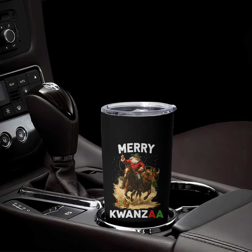 Funny Black Santa Cowboy Tumbler Cup Merry Kwanzaa Cultural Pride Gift - Wonder Print Shop