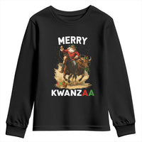 Funny Black Santa Cowboy Youth Sweatshirt Merry Kwanzaa Cultural Pride Gift - Wonder Print Shop
