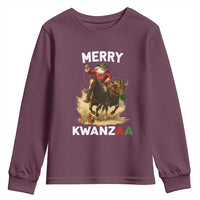 Funny Black Santa Cowboy Youth Sweatshirt Merry Kwanzaa Cultural Pride Gift - Wonder Print Shop
