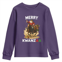 Funny Black Santa Cowboy Youth Sweatshirt Merry Kwanzaa Cultural Pride Gift - Wonder Print Shop