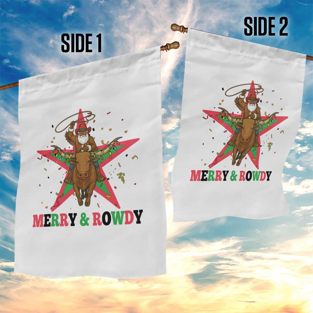 Merry And Rowdy Kwanzaa Santa Cowboy Christmas Gift Garden Flag - Wonder Print Shop