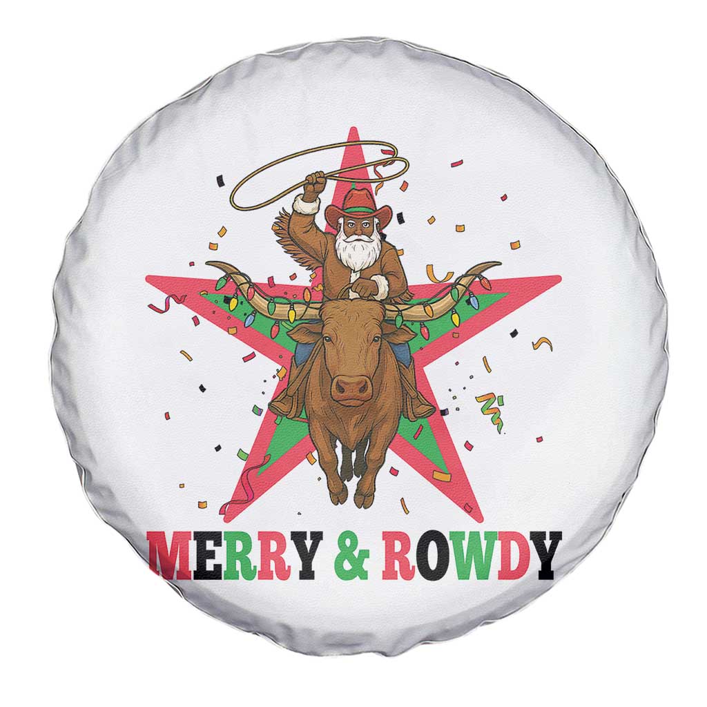 Merry And Rowdy Kwanzaa Santa Cowboy Christmas Gift Spare Tire Cover - Wonder Print Shop