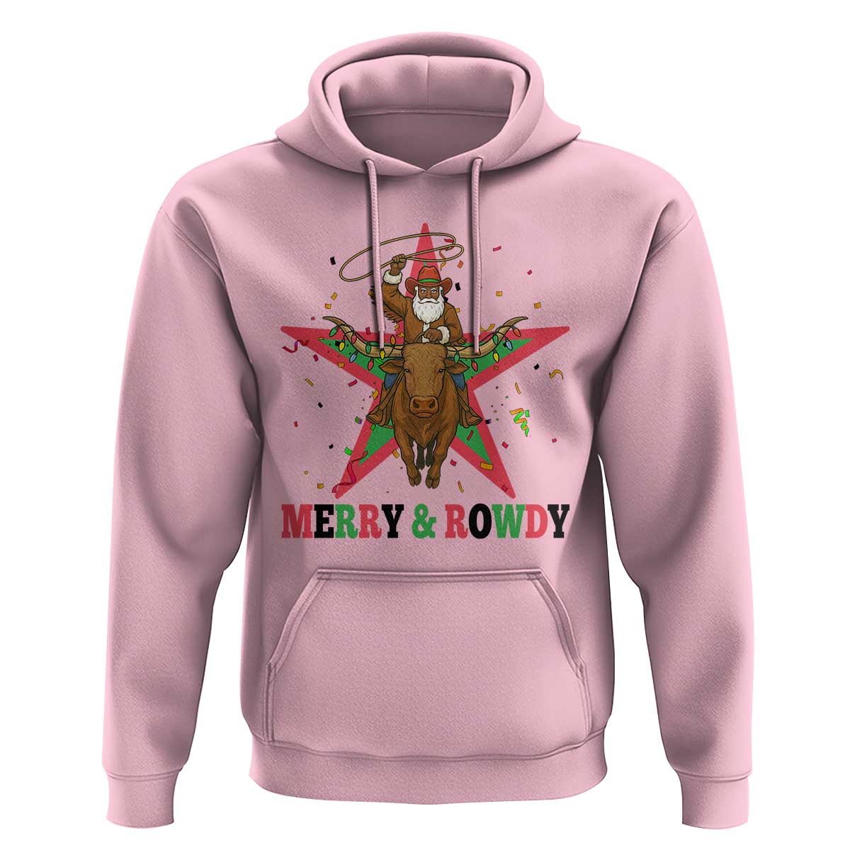 Merry And Rowdy Kwanzaa Santa Cowboy Christmas Gift Hoodie - Wonder Print Shop