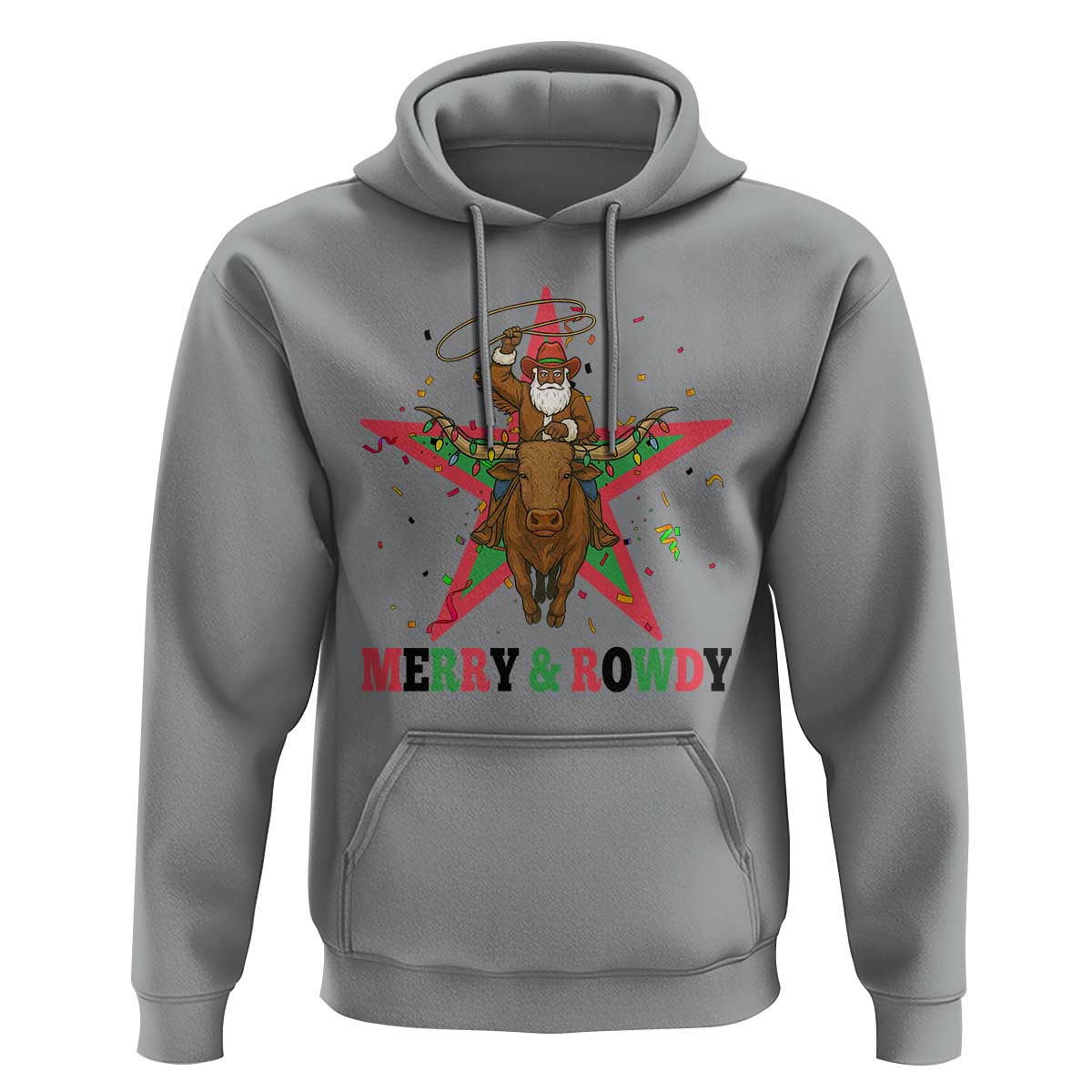 Merry And Rowdy Kwanzaa Santa Cowboy Christmas Gift Hoodie - Wonder Print Shop