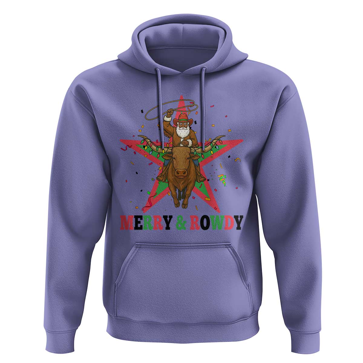 Merry And Rowdy Kwanzaa Santa Cowboy Christmas Gift Hoodie - Wonder Print Shop