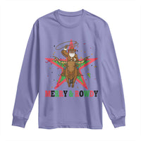 Merry And Rowdy Kwanzaa Santa Cowboy Christmas Gift Long Sleeve Shirt - Wonder Print Shop