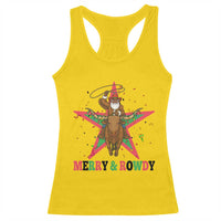 Merry And Rowdy Kwanzaa Santa Cowboy Christmas Gift Racerback Tank Top - Wonder Print Shop