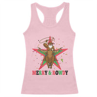 Merry And Rowdy Kwanzaa Santa Cowboy Christmas Gift Racerback Tank Top - Wonder Print Shop