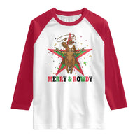 Merry And Rowdy Kwanzaa Santa Cowboy Christmas Gift Raglan Shirt - Wonder Print Shop