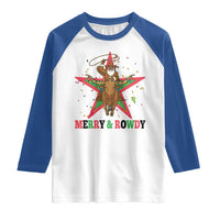 Merry And Rowdy Kwanzaa Santa Cowboy Christmas Gift Raglan Shirt - Wonder Print Shop