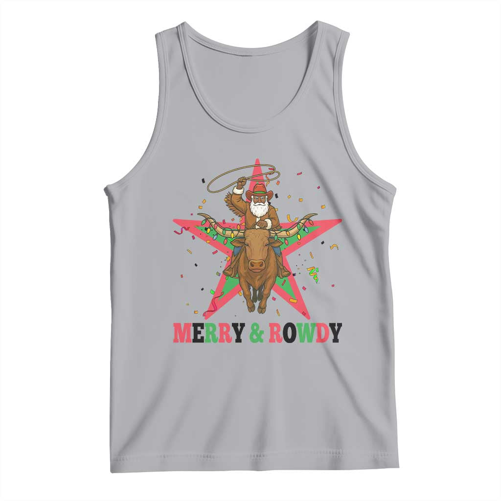 Merry And Rowdy Kwanzaa Santa Cowboy Christmas Gift Tank Top - Wonder Print Shop