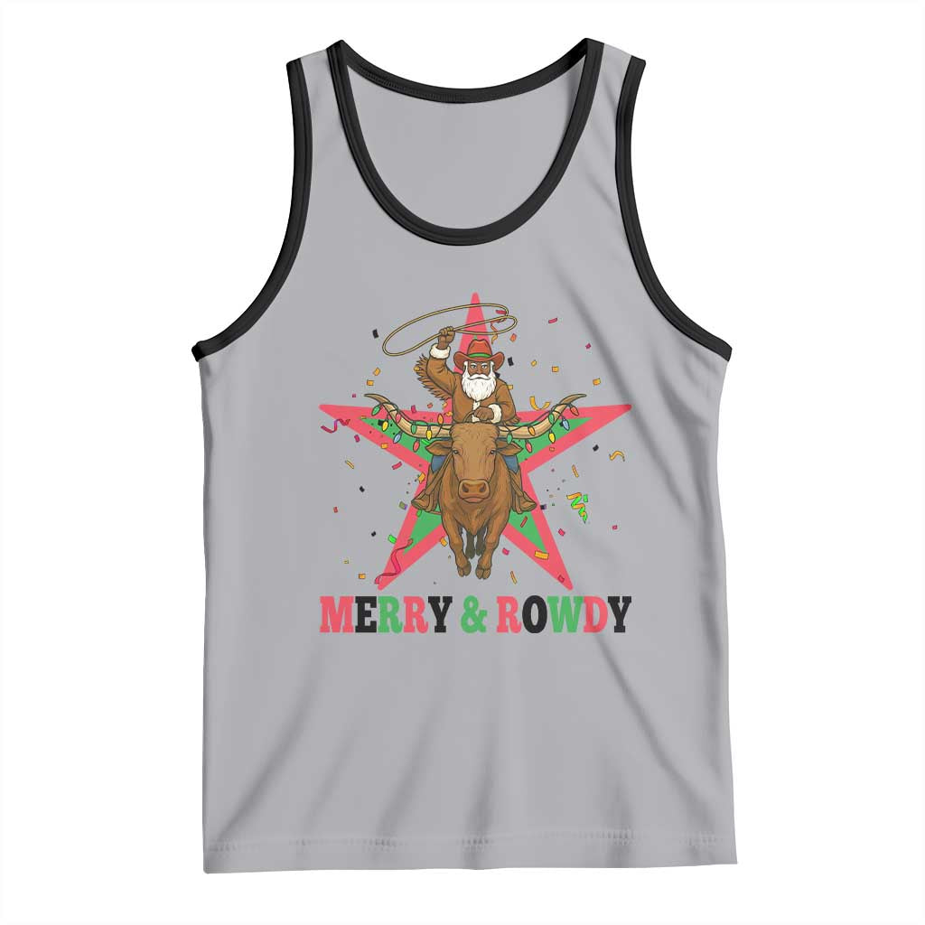 Merry And Rowdy Kwanzaa Santa Cowboy Christmas Gift Tank Top - Wonder Print Shop