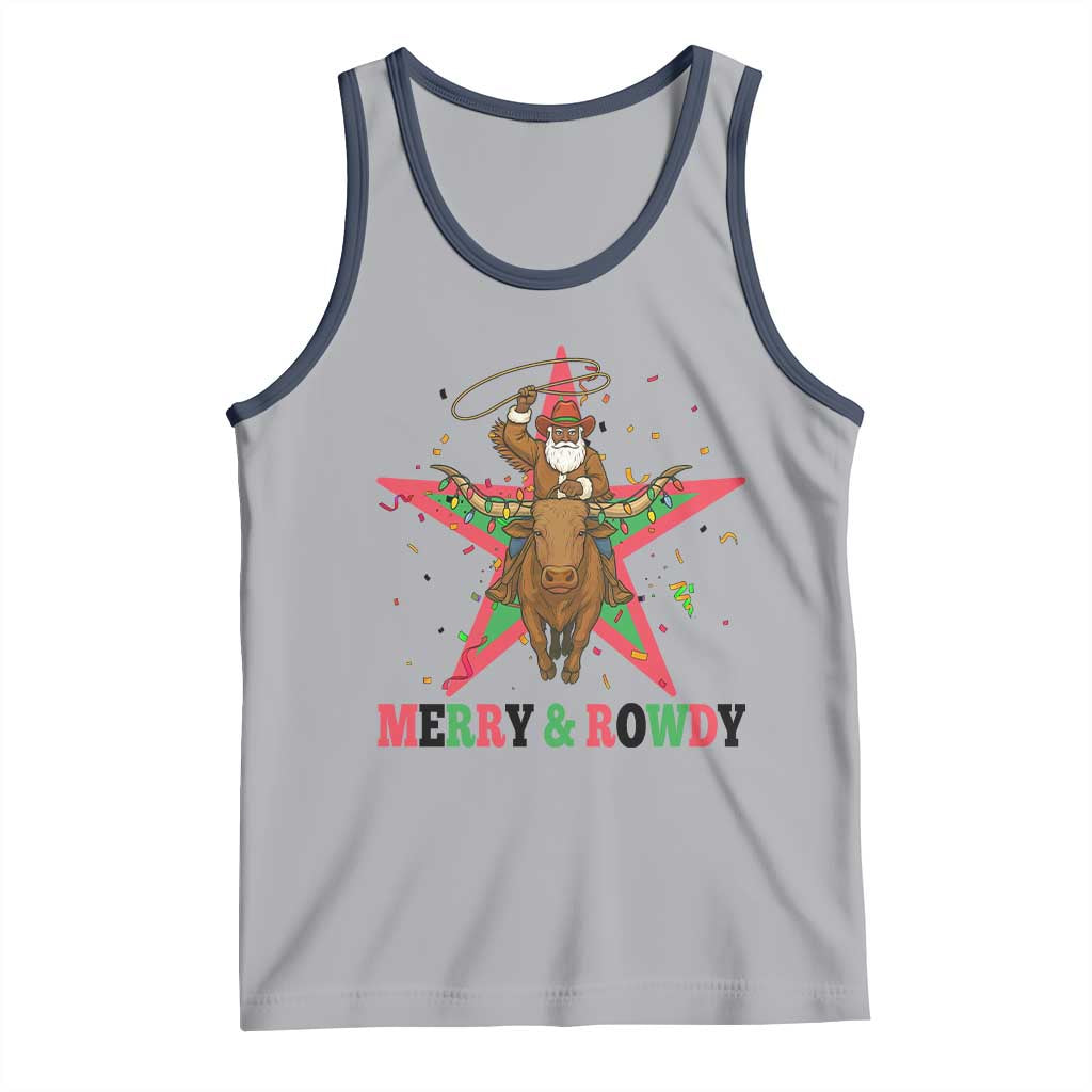 Merry And Rowdy Kwanzaa Santa Cowboy Christmas Gift Tank Top - Wonder Print Shop