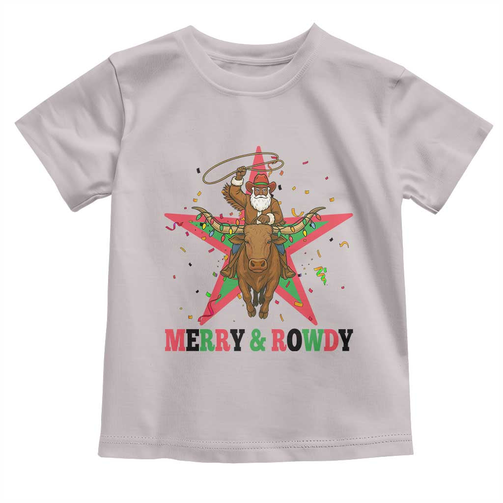 Merry And Rowdy Kwanzaa Santa Cowboy Christmas Gift Toddler T Shirt - Wonder Print Shop