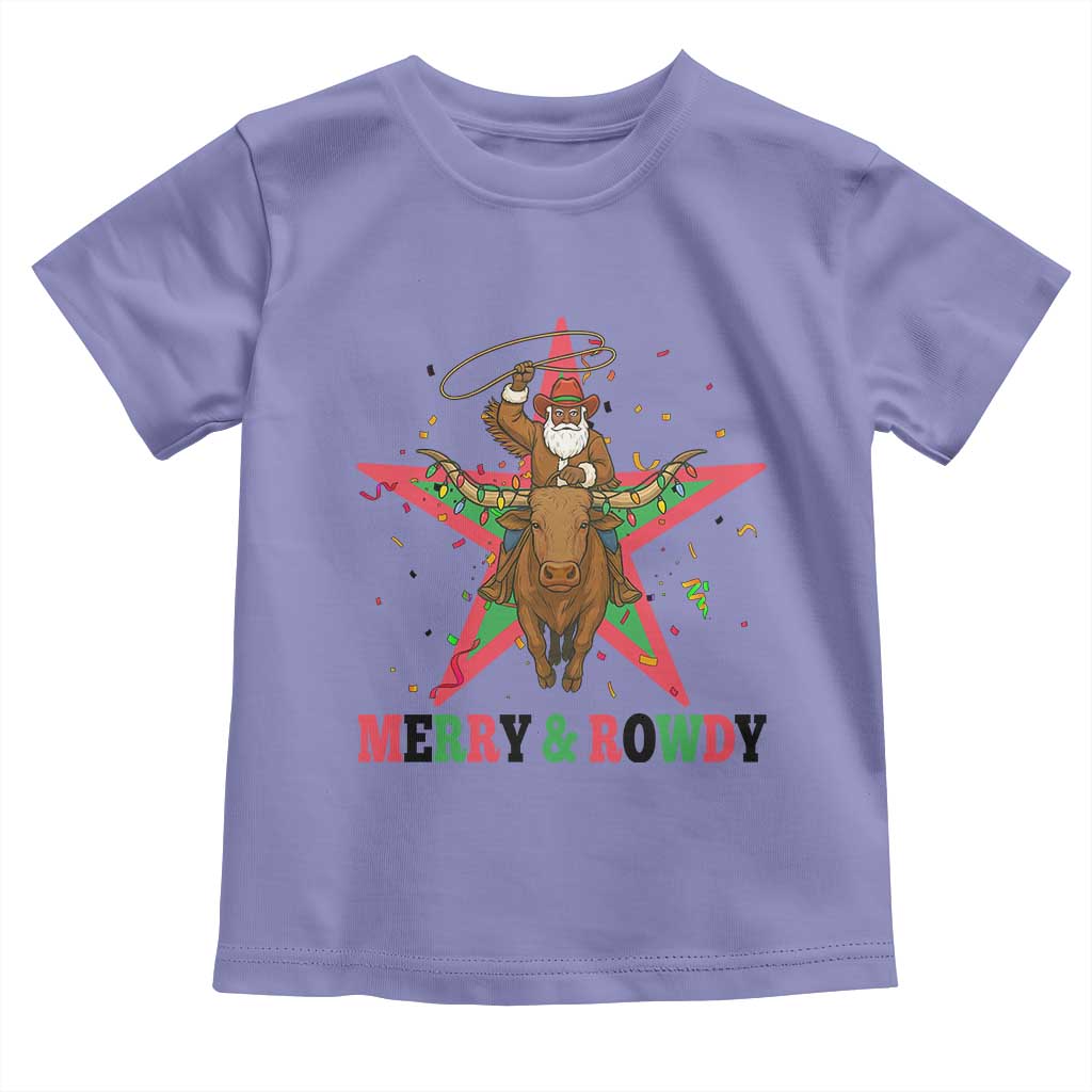 Merry And Rowdy Kwanzaa Santa Cowboy Christmas Gift Toddler T Shirt - Wonder Print Shop